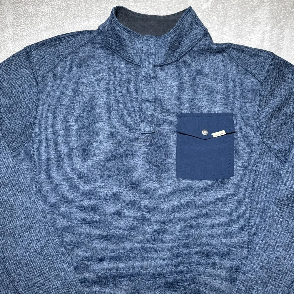 Woolrich Sweater Mens‎ XL Blue Quarter Snap Pullover Fleece Outdoor Warm Pocket